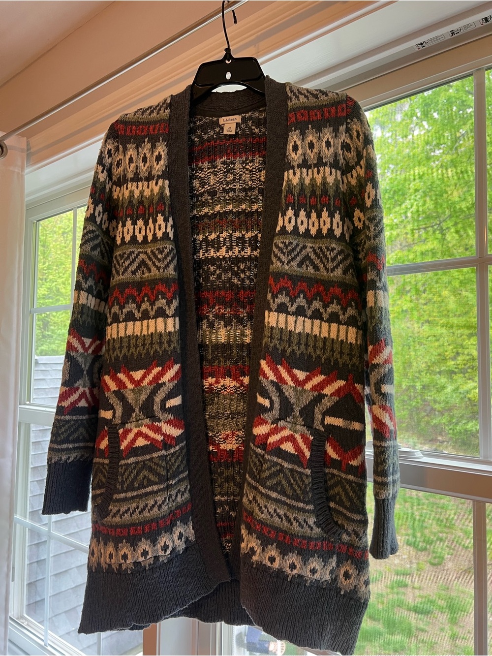 L.L. Bean Fair Isle Open-Front Cardigan